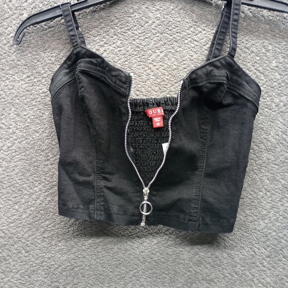 Guess Women Bustier Zip Front Sleeveless Cotton Top - Picture 6 of 8